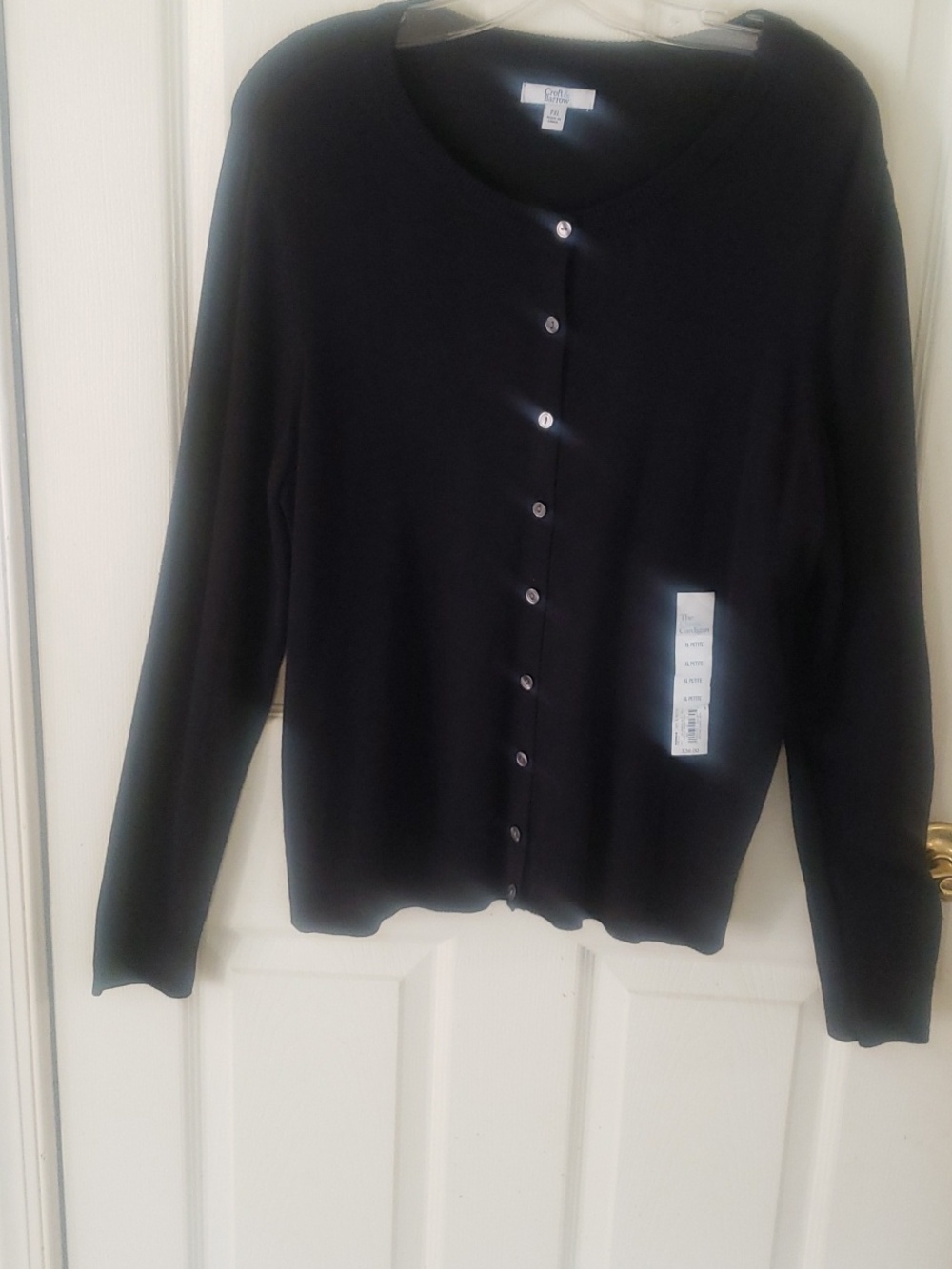 Croft & Barrow "The Classic Cardigan, Black, Size XL Petite, NWT